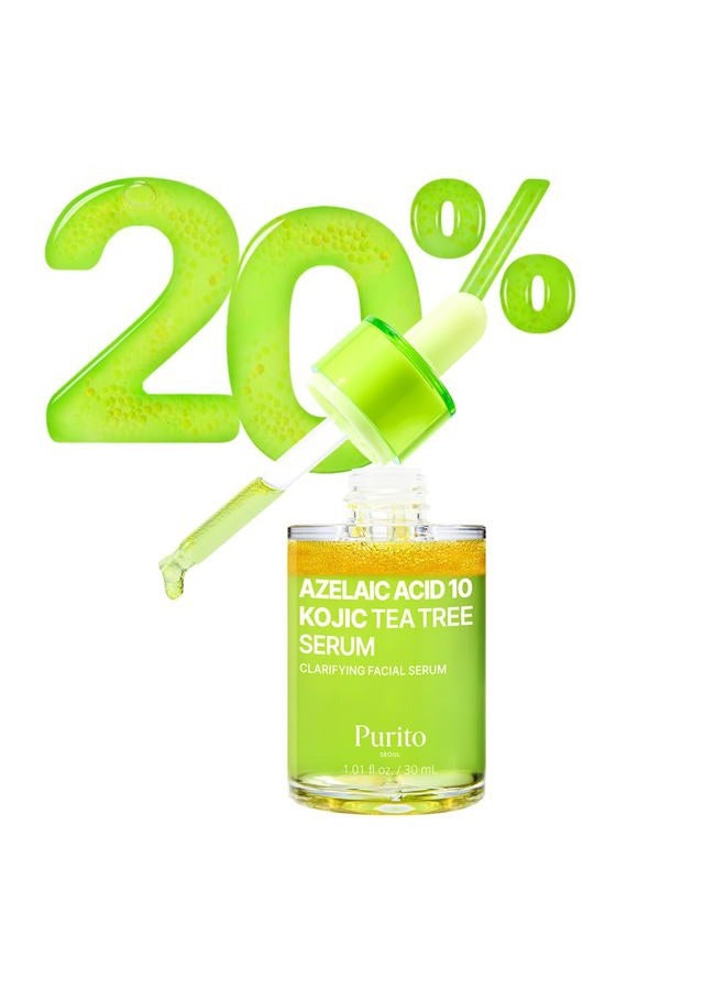 PURITO سيروم الوجه بحمض الأزيليك 10% + حمض الكوجيك + زيت شجرة الشاي | لعلاج حب الشباب والندبات، والبثور | مستوى عالي من حمض الأزيليك 10% | العناية بالبشرة الكورية، 30 مل 1.01 أونصة سائلة - Image 1